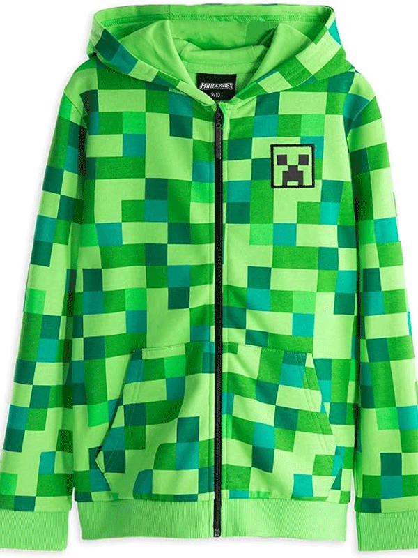 Minecraft Creeper Character Green Hoodie