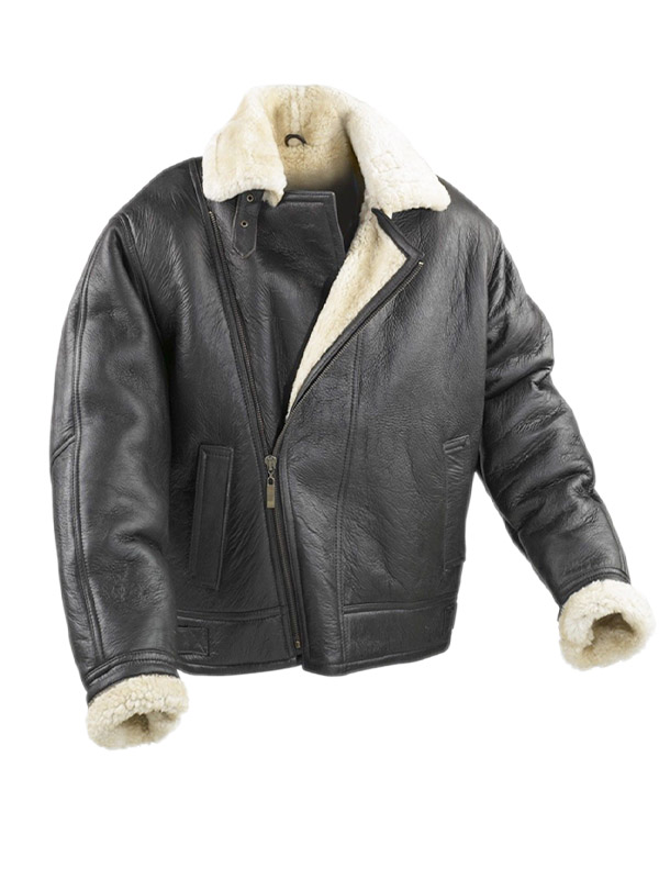 Mens Aviator Flying Bomber Real Shearling Jacket