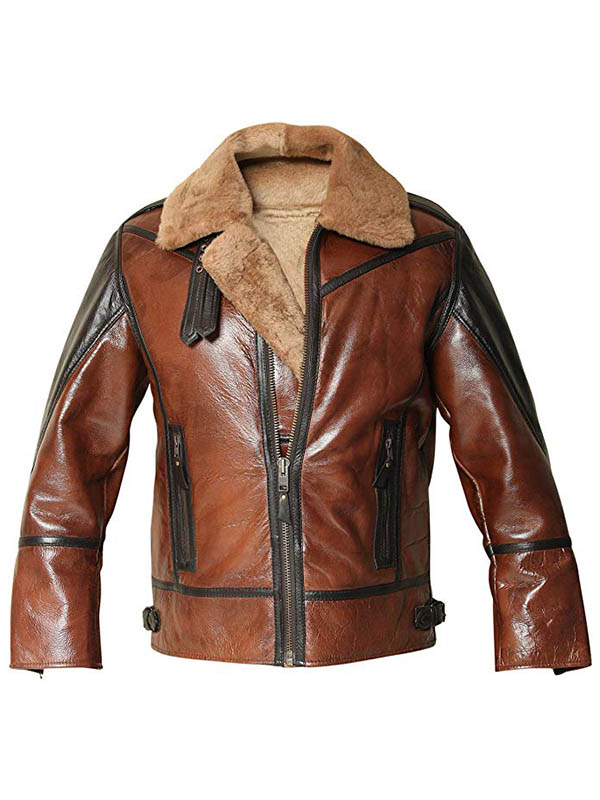 B3 Sheepskin Leather Jacket for Men with Bomber Design