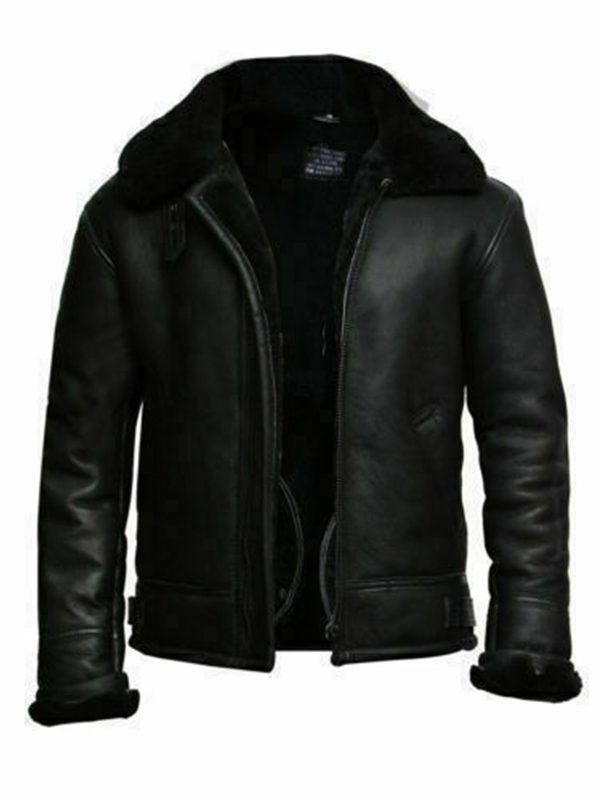 B3 RAF Flying Aviator Sheep Shearling Bomber Flying Leather Jacket