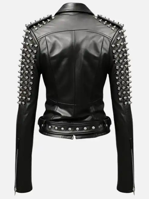Women's Moto Black Studded Leather Biker Jacket
