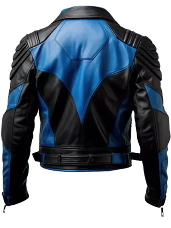 Black and Blue Leather Jacket