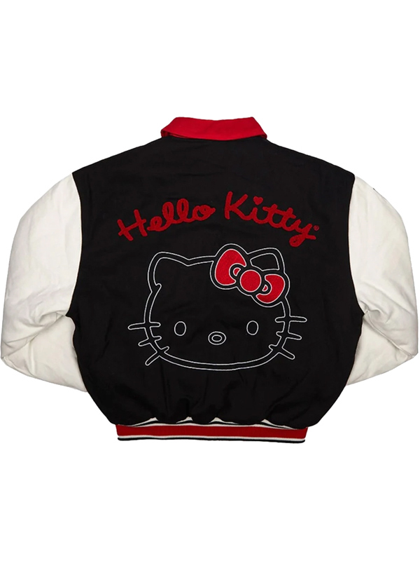 Shop Black and White Hello Kitty Varsity Jacket