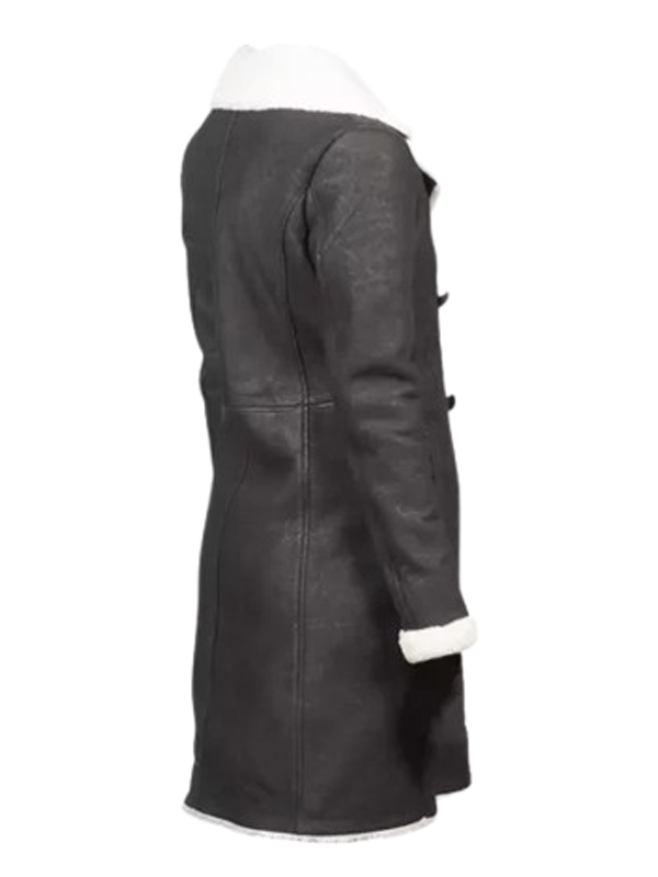 Black Leather Shearling Coat