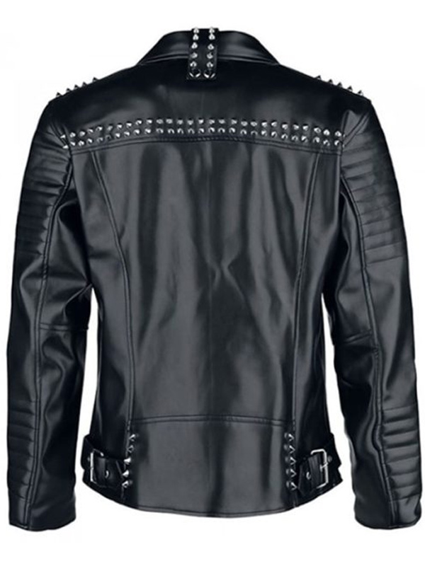Black Studded Leather Biker Jacket