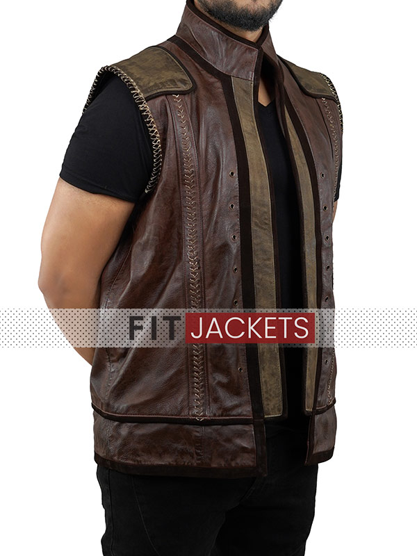 Mens Brown Genuine Leather Vest