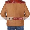 Men Stand Up Collar Brown Leather Jacket