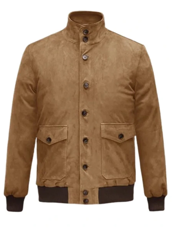 Brown Suede Leather A1 Bomber Jacket