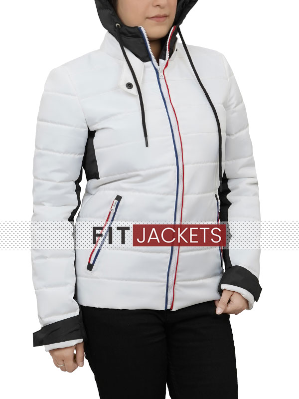 Shop White Puffer Hooded Jacket