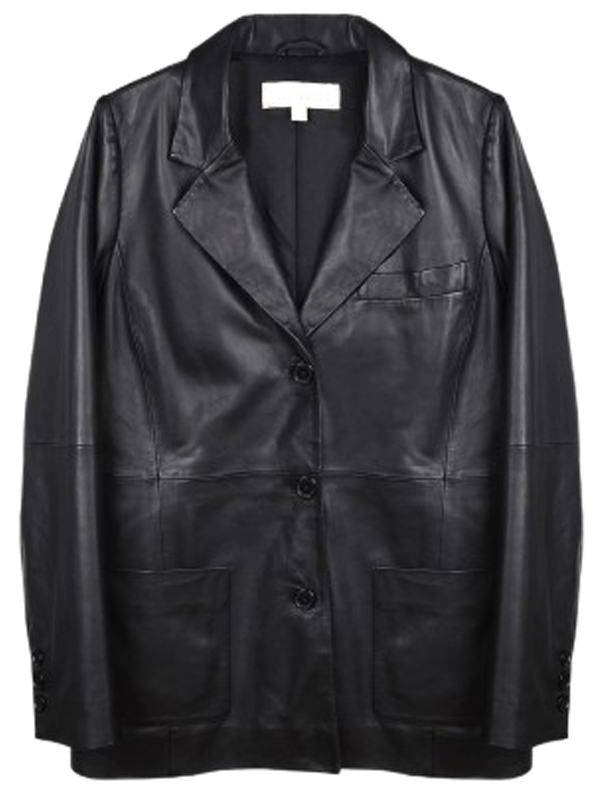 Classic Black Leather Blazer Womens