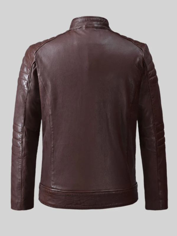 Classic Burgundy Biker Leather Jacket For Men