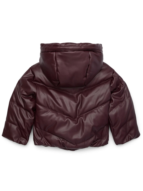 Mens Hooded Style Puffer Leather Jacket