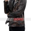 Mens Brown Distressed Leather Biker Jacket