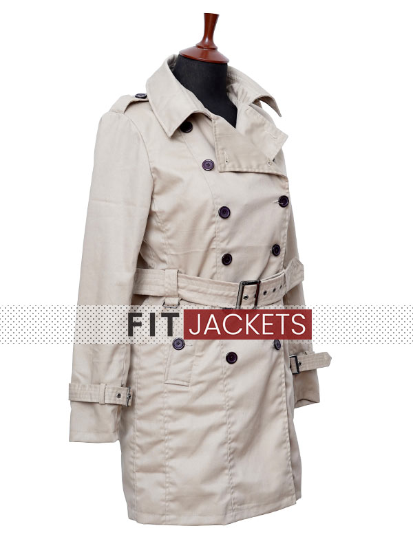 Womens Beige Cotton Trench Coat