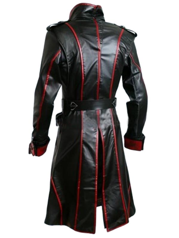 Faux Leather Style Black Leather Trench Coat Mens
