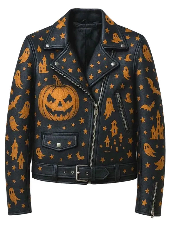 Shop Halloween Black Leather Biker Jacket