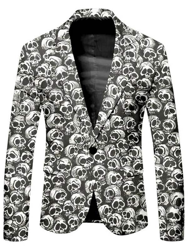 Buy Halloween Skull Printed Black Blazer