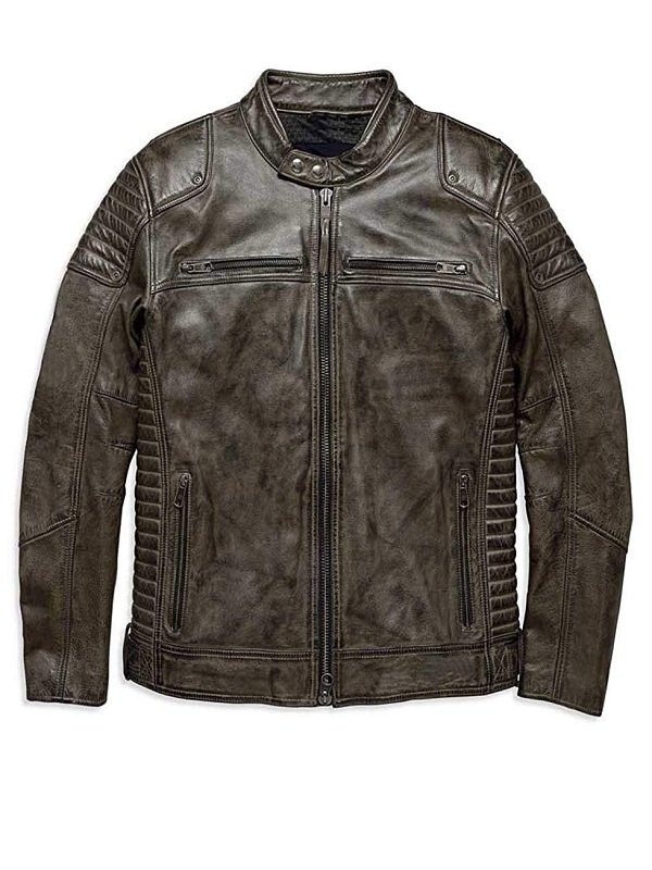 Men HD Waxed Brown Leather Jacket