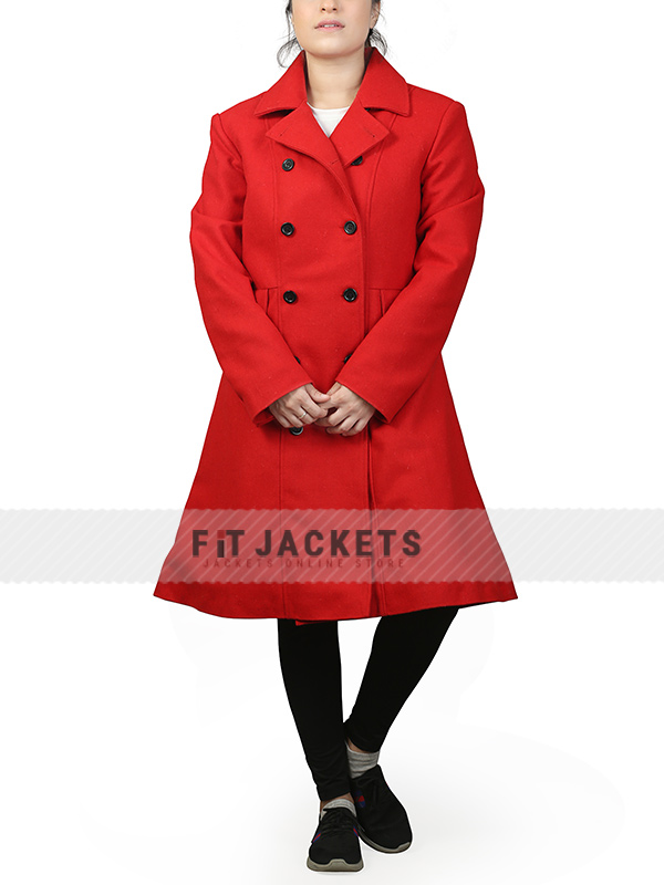 Jessica Lowndes Christmas at Pemberley Manor Red Coat