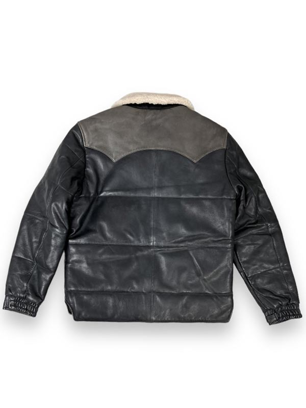 Mens Stylish Shearling Collar Black Leather Jacket