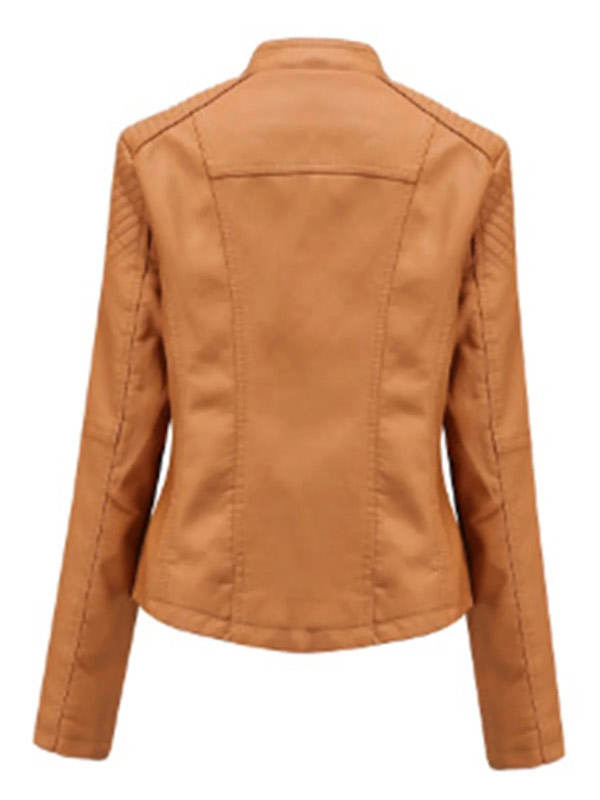 Womens Biker Style Tan Leather Biker Jacket