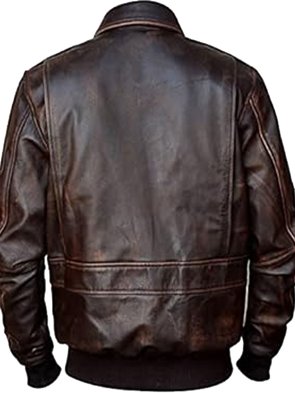 Distressed Brown A2 Leather Flight Jacket For Men