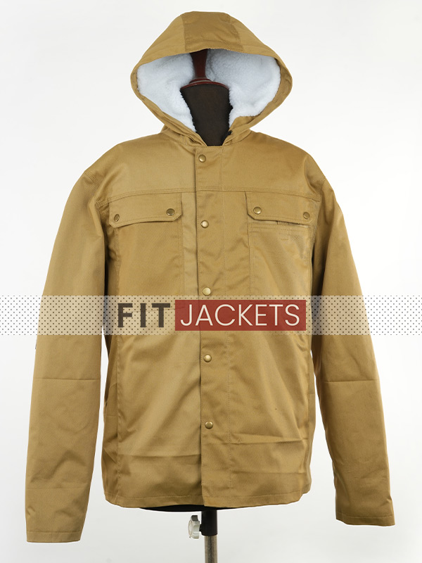 Mens Brown Hooded Cotton Jacket