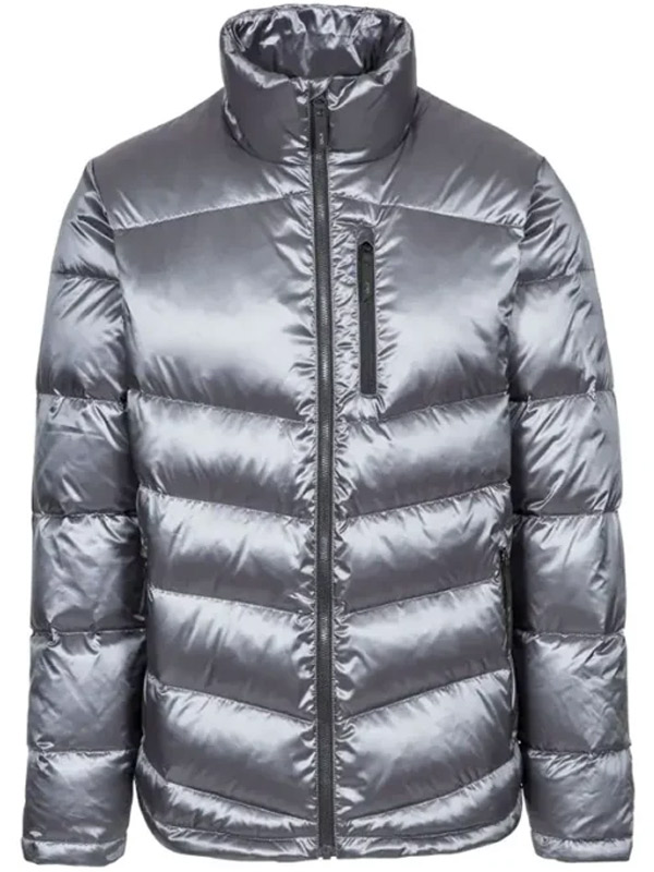 Men Casual Silver Puffer Jacket