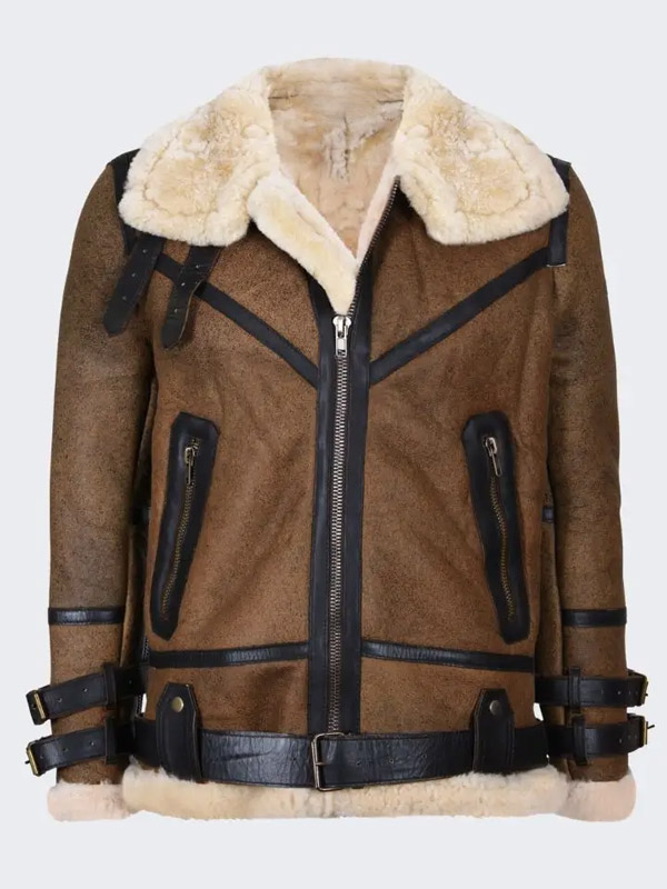 RAF B3 Vintage Brown Leather Shearling Jacket