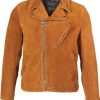 Men Classic Tan Suede Moto Jacket