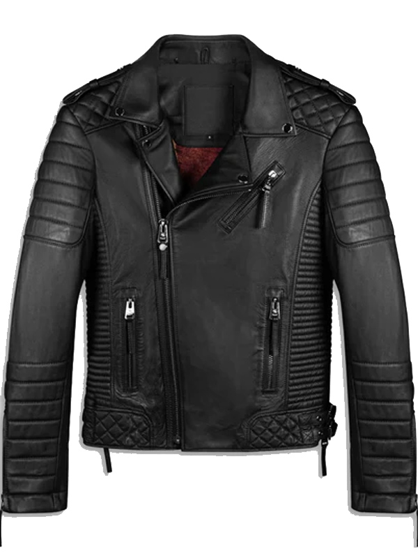 Men Black Leather Vintage Biker Jacket