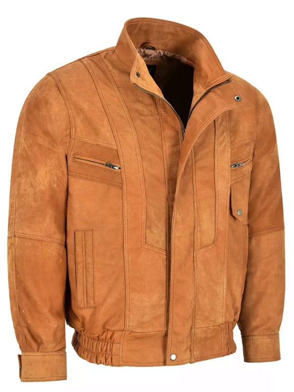 Men's Classic Tan Brown Suede Leather Jacket