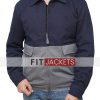 Mens Shirt Collar Blue and Grey Jacket