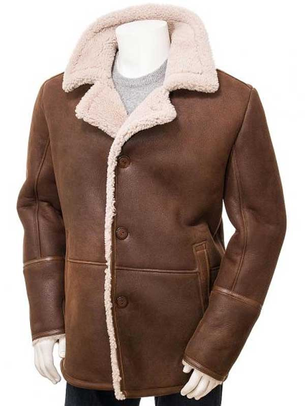 Men B3 Sheepskin Shearling Brown Leather Coat
