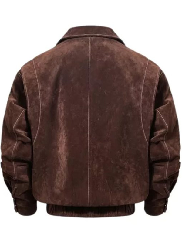 Mens Vintage Suede Bomber Jacket