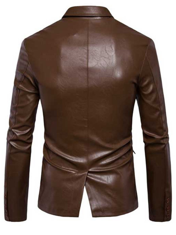 Casual Style Brown Leather Blazer For Men