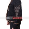 Black Leather Embroidered Suede Jacket