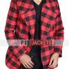 Red Flannel Jacket with Wide Collar