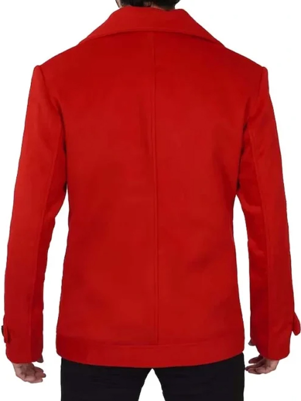 Mens Red Peacoat