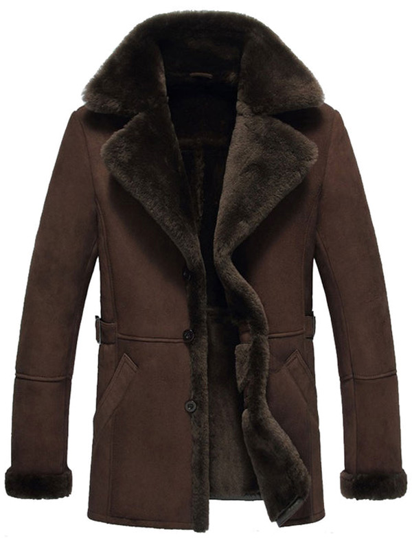 Men Brown Shearling Leather Coat