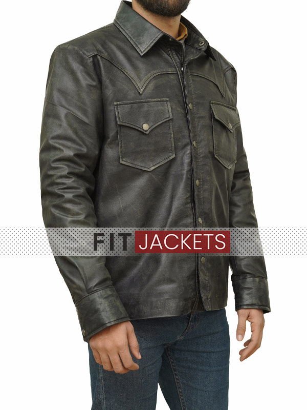 Leather Western Jacket For Mens