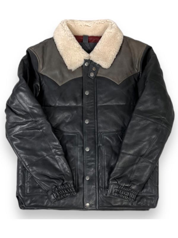 Leather Puffer Jacket Mens