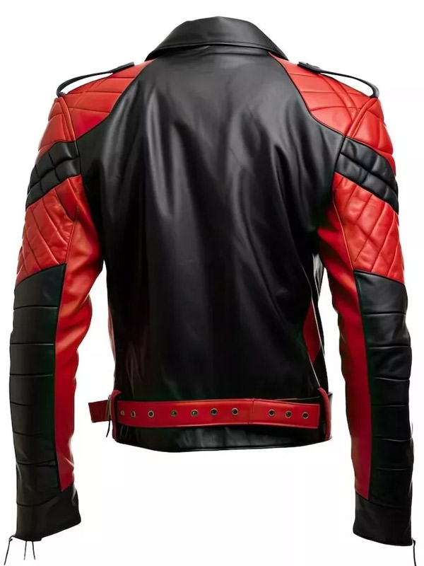 Men's Biker Red and Black Leather Jacket