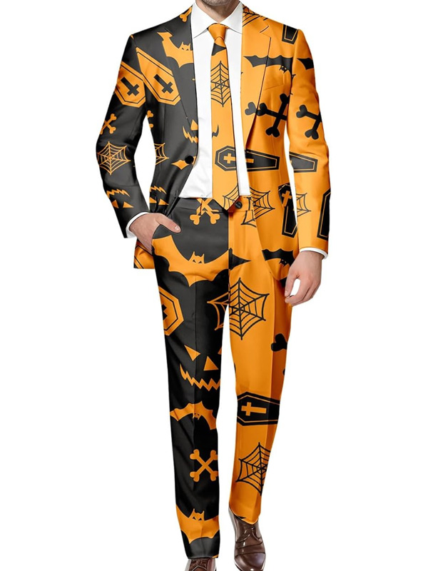 Shop Orange and Black Coffin Printed Suit