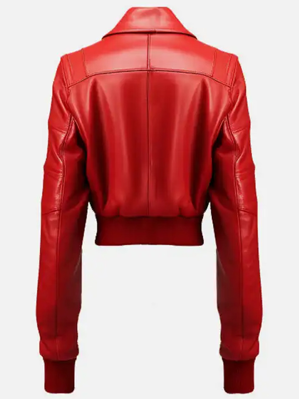 Women's Style Red Bomber Leather Jacket