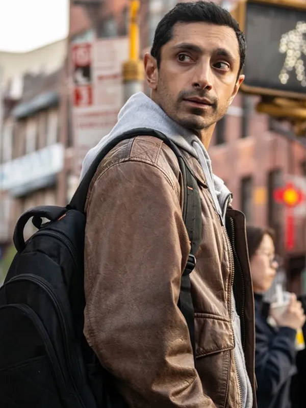 Riz Ahmed Relay 2025 Brown Bomber Jacket