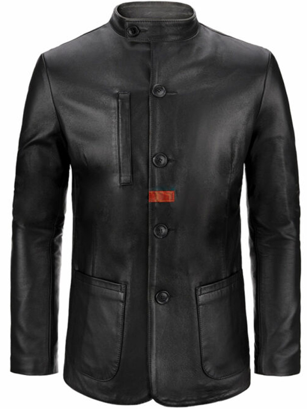 Men Sheepskin Black Casual Leather Coat