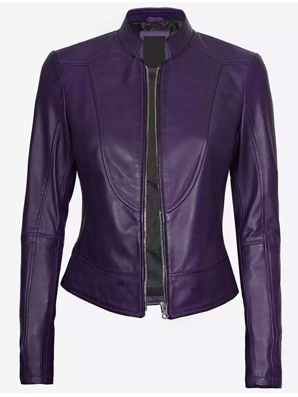 Slim Fit Purple Leather Motorcycle Jacket