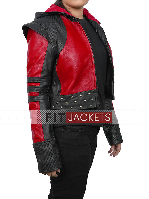 Women Red and Black Hooded Jacket