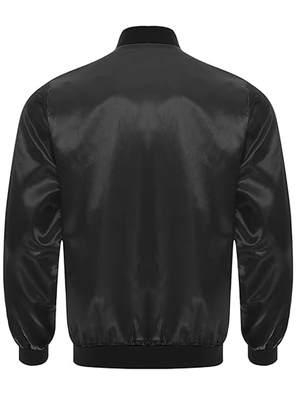 Buy Unisex Halloween Black Satin Bomber Pumpkin Jacket